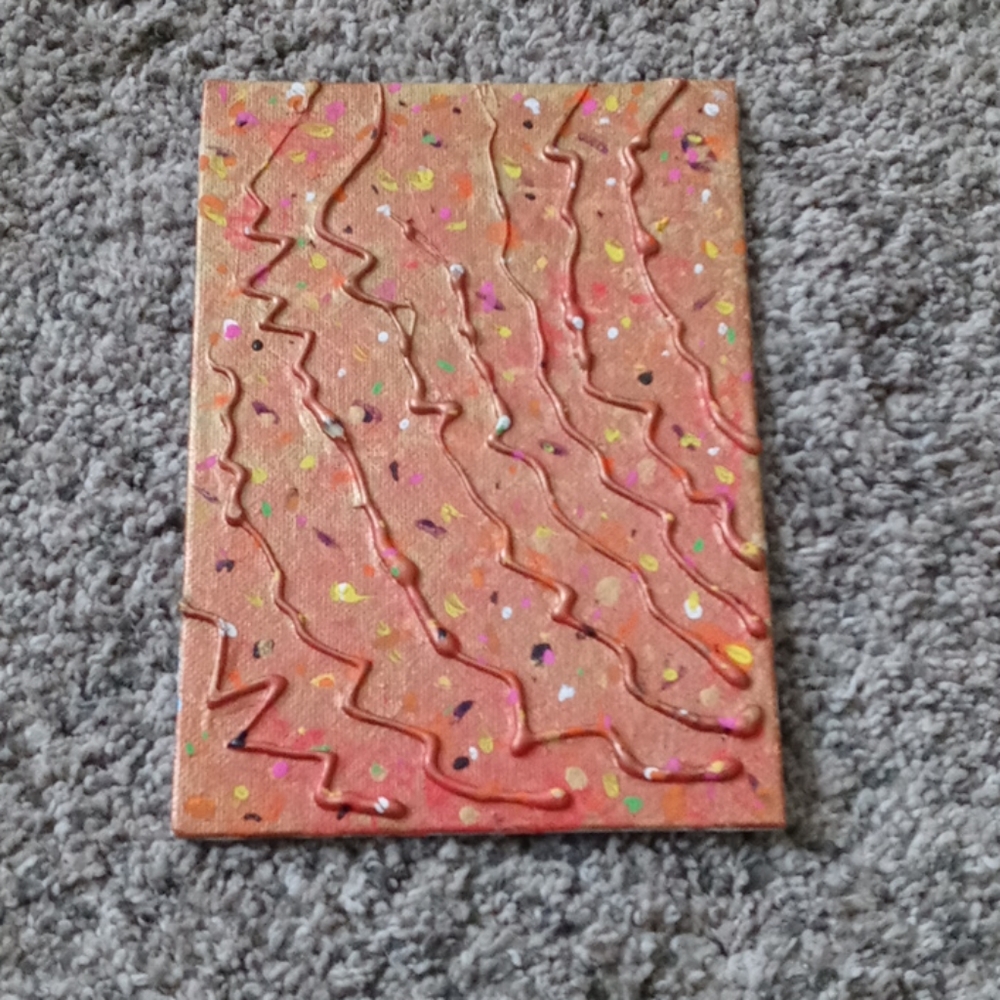 New Handcrafted 5x7" Orange and yellow art deco wall hanging